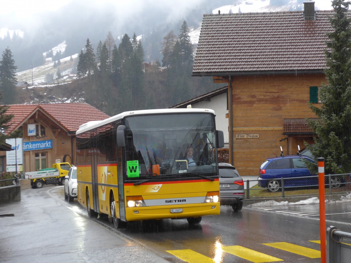 (168'408) - Spring, Schwenden - BE 26'671 - Setra am 9. Januar 2016 in Adelboden, Mhleport