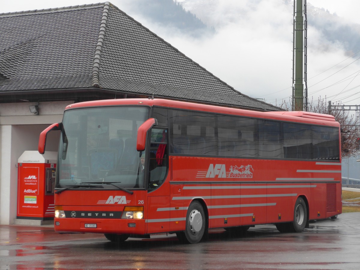 (168'415) - AFA Adelboden - Nr. 26/BE 21'181 - Setra (ex Nr. 16; ex Frhlich, D-Ludwigshafen/Rhein) am 9. Januar 2016 beim Bahnhof Frutigen