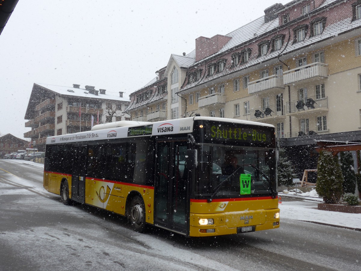 (168'434) - Lengacher, Wichtrach - Nr. 2/BE 555'788 - MAN am 10. Januar 2016 beim Autobahnhof Adelboden