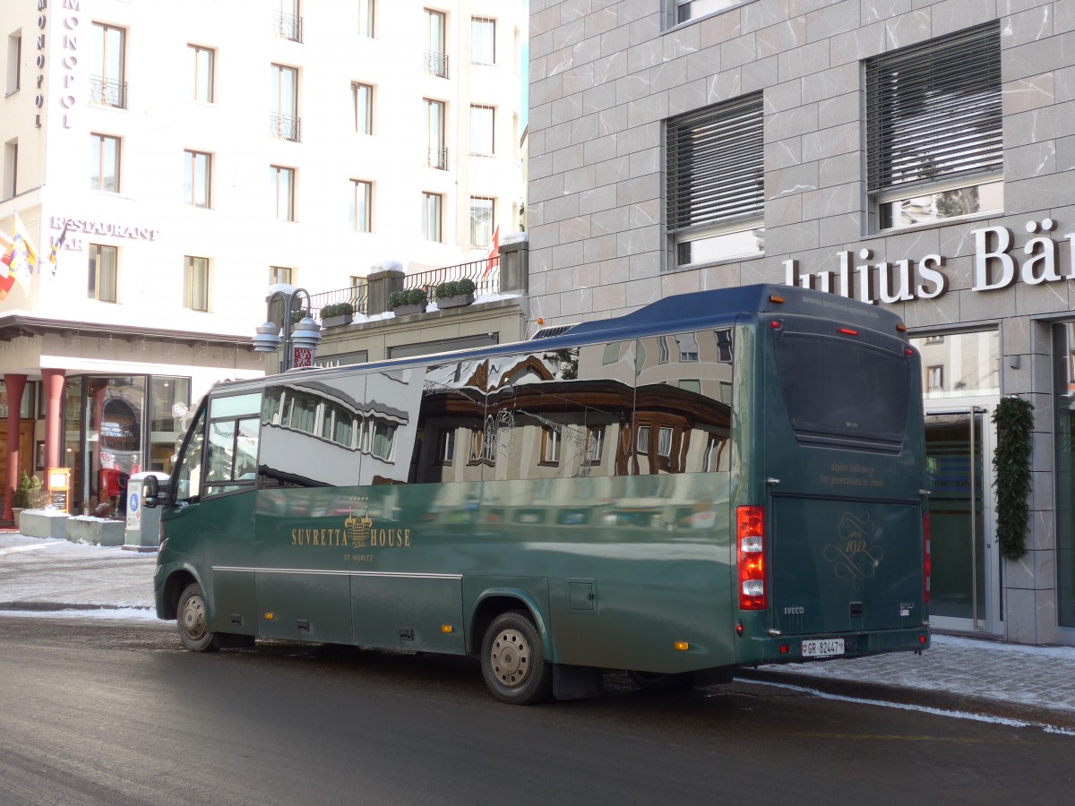 (168'518) - Chrisma, St. Moritz - GR 82'447 - Iveco/ProBus am 23. Januar 2016 in St. Moritz, Schulhausplatz