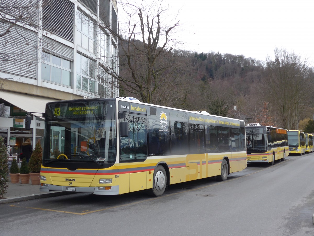 (168'592) - STI Thun - Nr. 116/BE 700'116 - MAN am 4. Februar 2016 bei der Schifflndte Thun