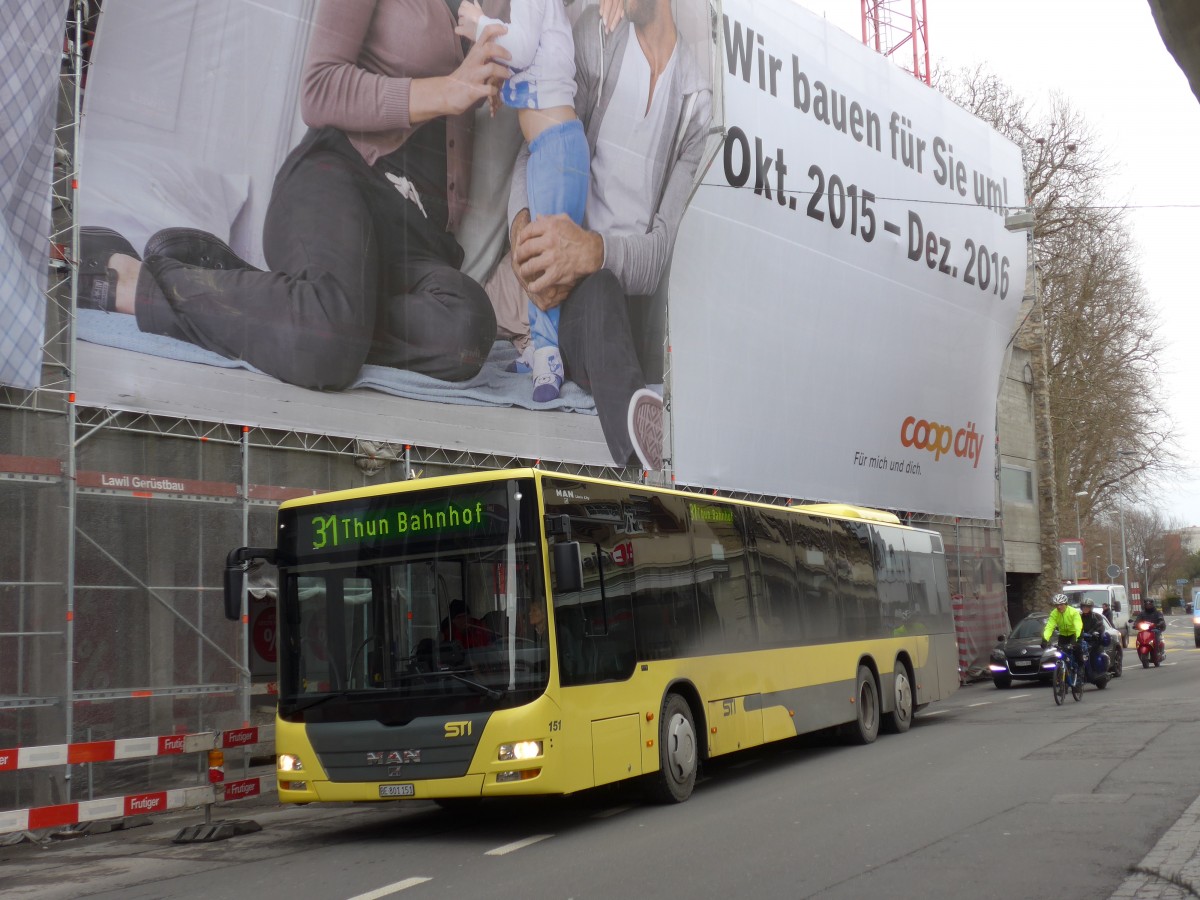 (168'595) - STI Thun - Nr. 151/BE 801'151 - MAN am 4. Februar 2016 in Thun, Sternenplatz