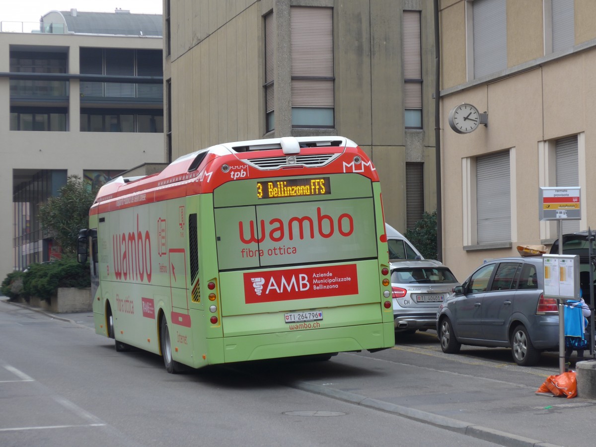 (168'642) - AutoPostale Ticino - TI 264'796 - Volvo am 6. Februar 2016 in Bellinzona, Fermata provvisoria