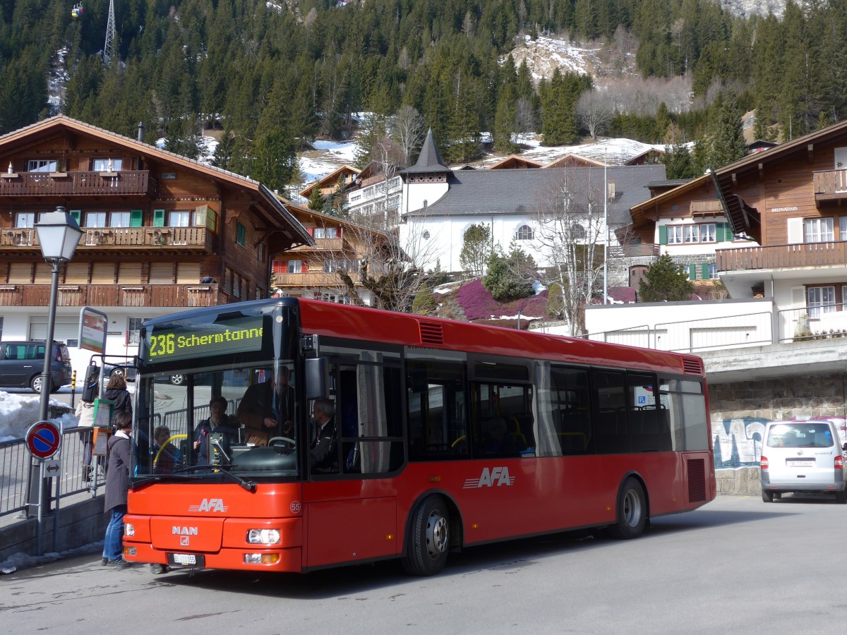 (168'843) - AFA Adelboden - Nr. 55/BE 611'055 - MAN/Gppel am 22. Februar 2016 beim Autobahnhof Adelboden