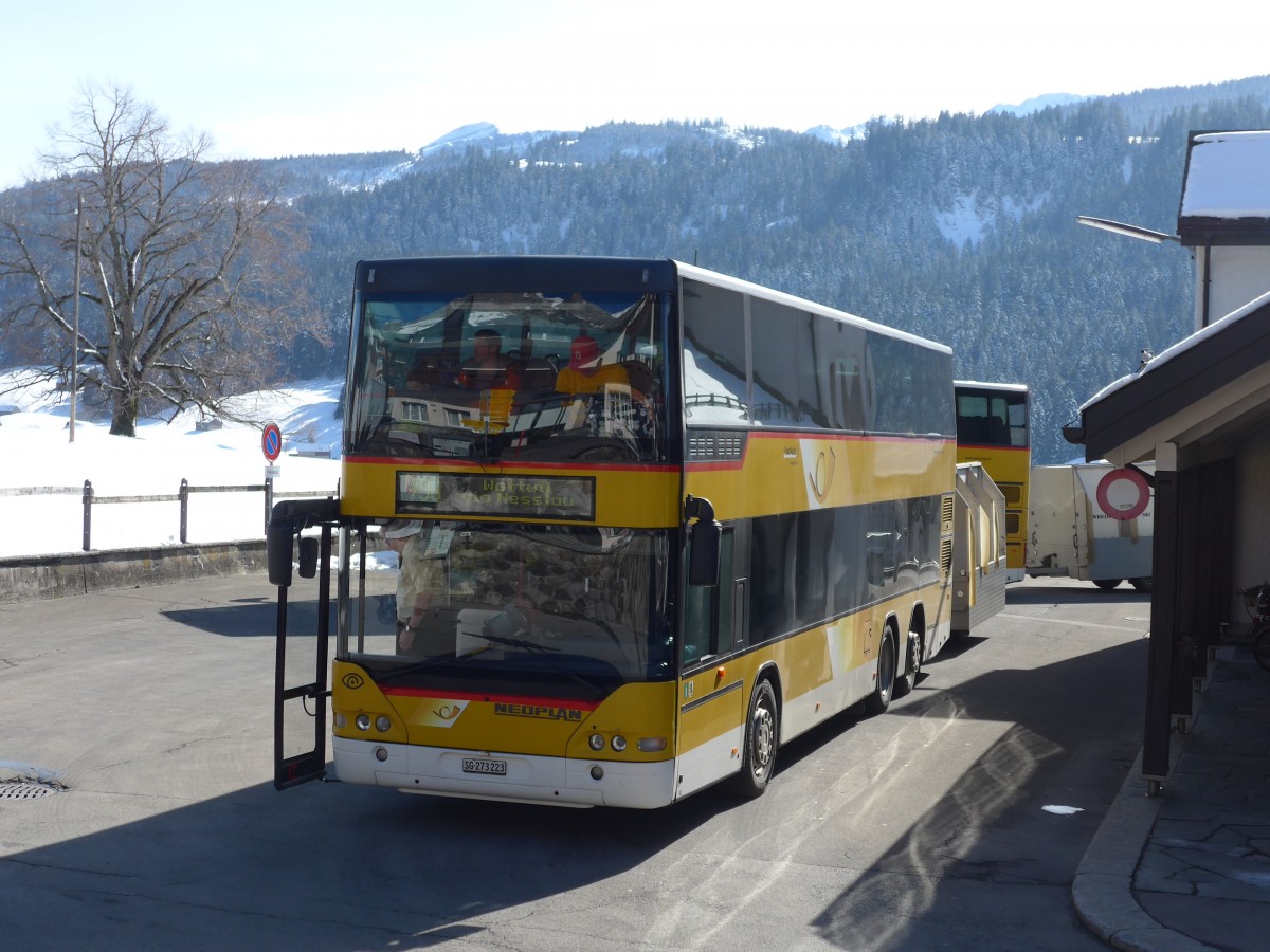 (168'969) - PostAuto Ostschweiz - SG 273'223 - Neoplan (ex P 27'022) am 27. Februar 2016 in Wildhaus, Dorf