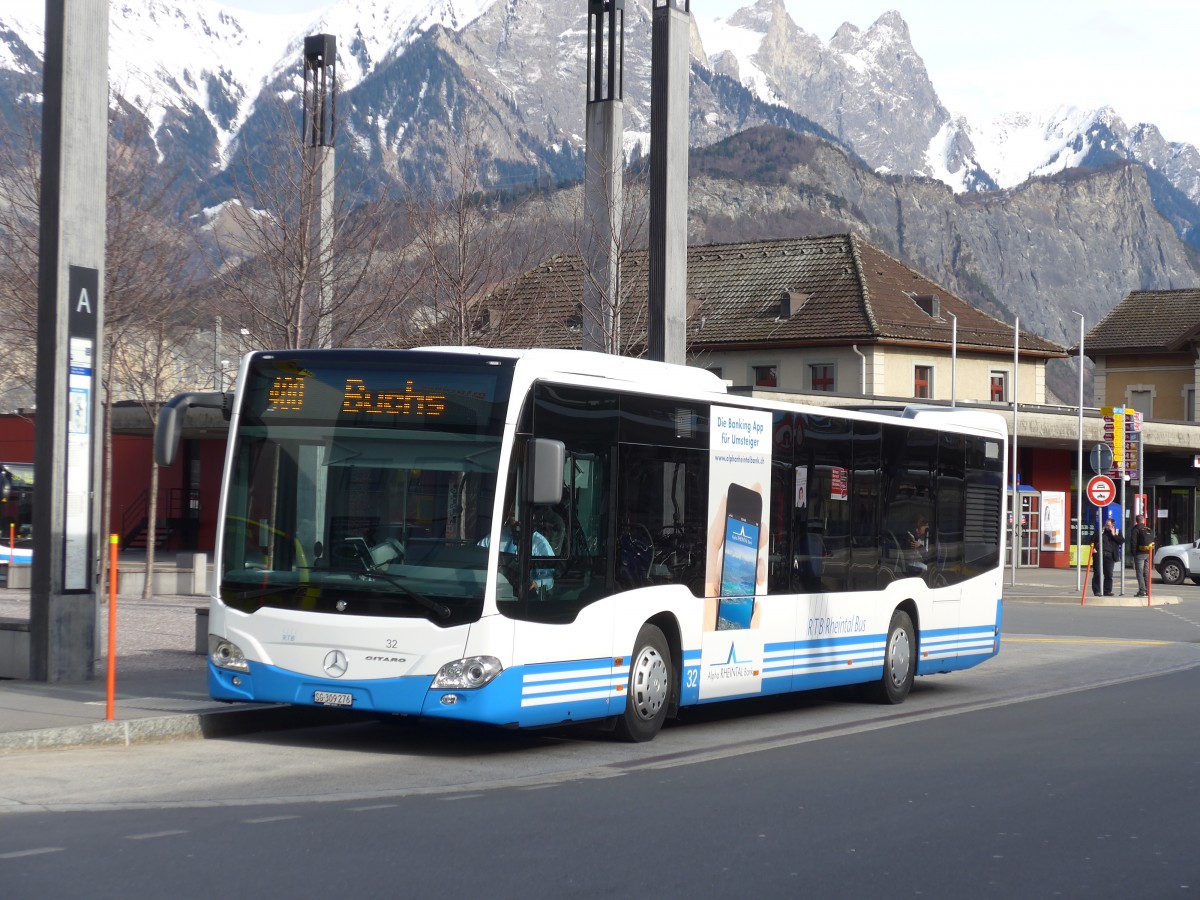 (168'998) - RTB Altsttten - Nr. 32/SG 309'276 - Mercedes am 27. Februar 2016 beim Bahnhof Sargans