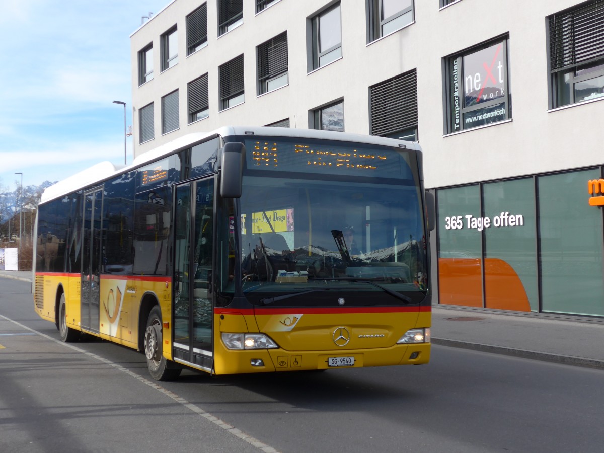 (168'999) - Heim, Flums - SG 9540 - Mercedes am 27. Februar 2016 beim Bahnhof Sargans