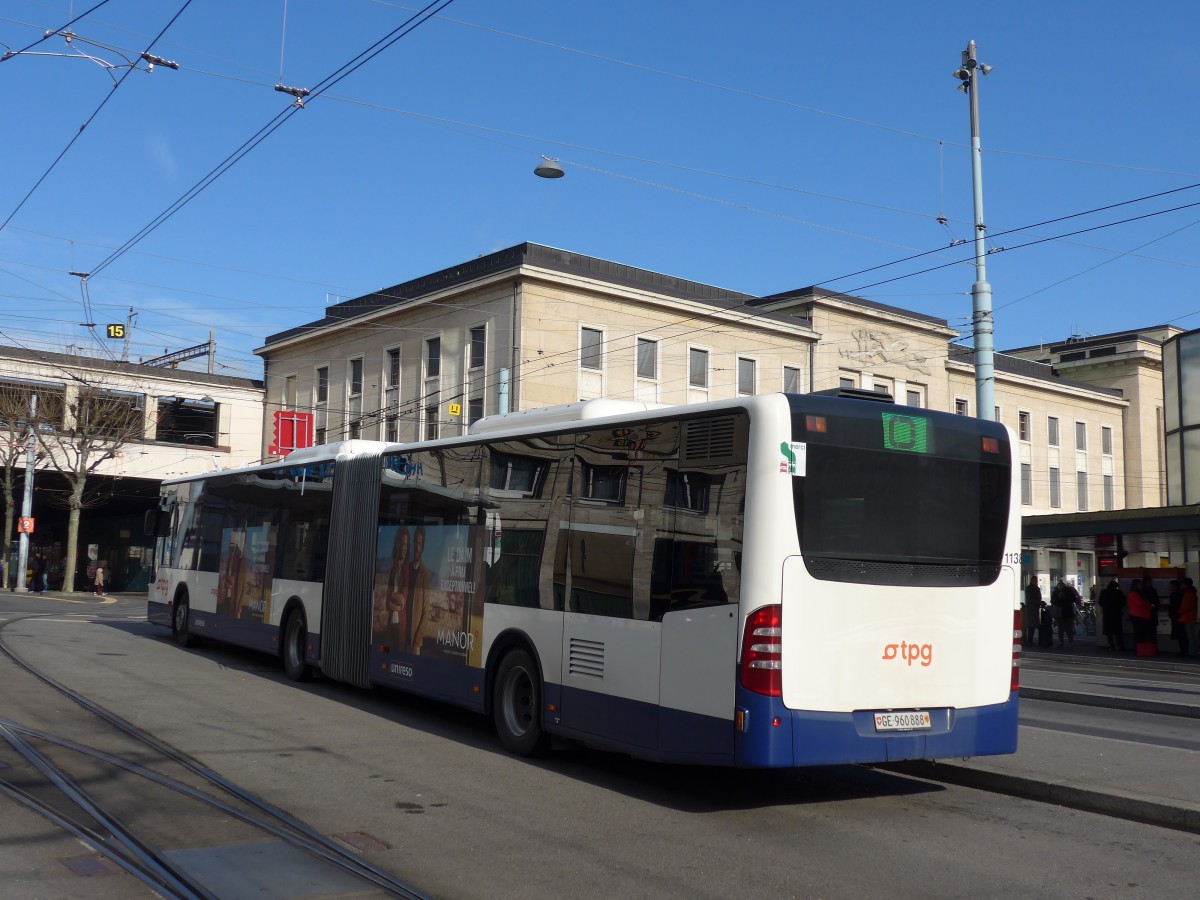 (169'073) - TPG Genve - Nr. 1138/GE 960'888 - Mercedes am 7. Mrz 2016 beim Bahnhof Genve