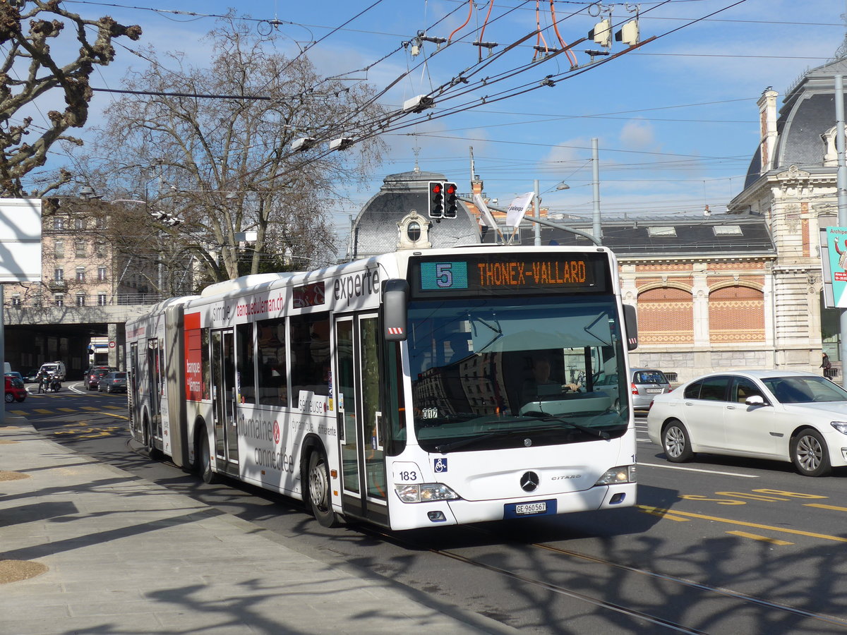 (169'105) - TPG Genve - Nr. 183/GE 960'567 - Mercedes am 7. Mrz 2016 in Genve, Place des Vingt-Deux-Cantons