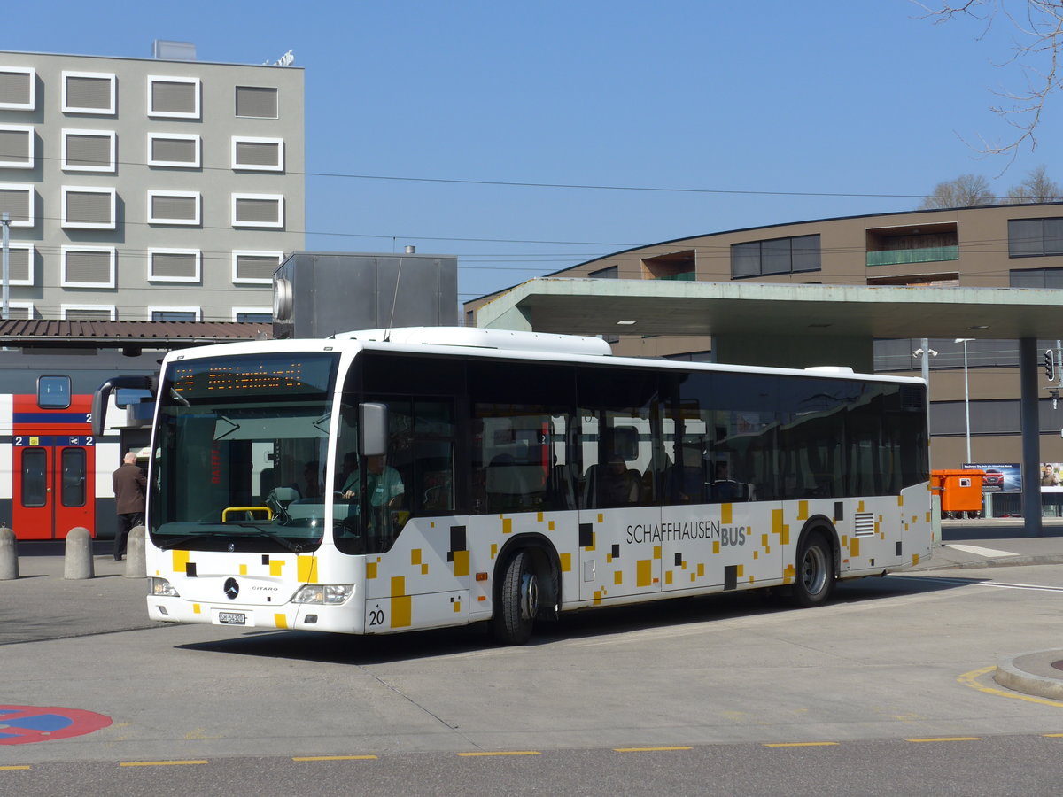 (169'292) - SB Schaffhausen - Nr. 20/SH 54'320 - Mercedes am 19. Mrz 2016 beim Bahnhof Schaffhausen