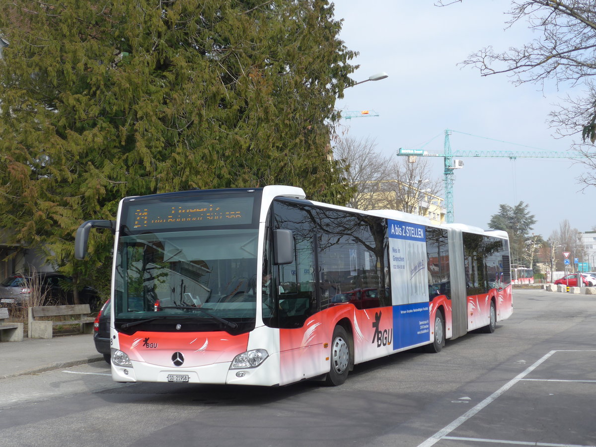 (169'396) - BGU Grenchen - Nr. 8/SO 21'958 - Mercedes am 21. Mrz 2016 beim Bahnhof Grenchen Sd