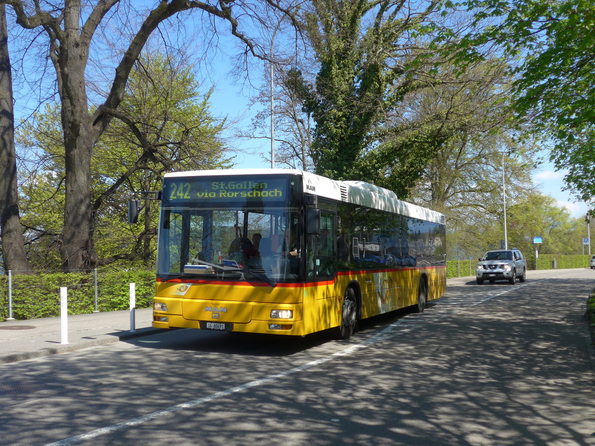 (169'943) - Schwizer, Goldach - SG 80'491 - MAN am 12. April 2016 beim Hauptbahnhof Rorschach Sd