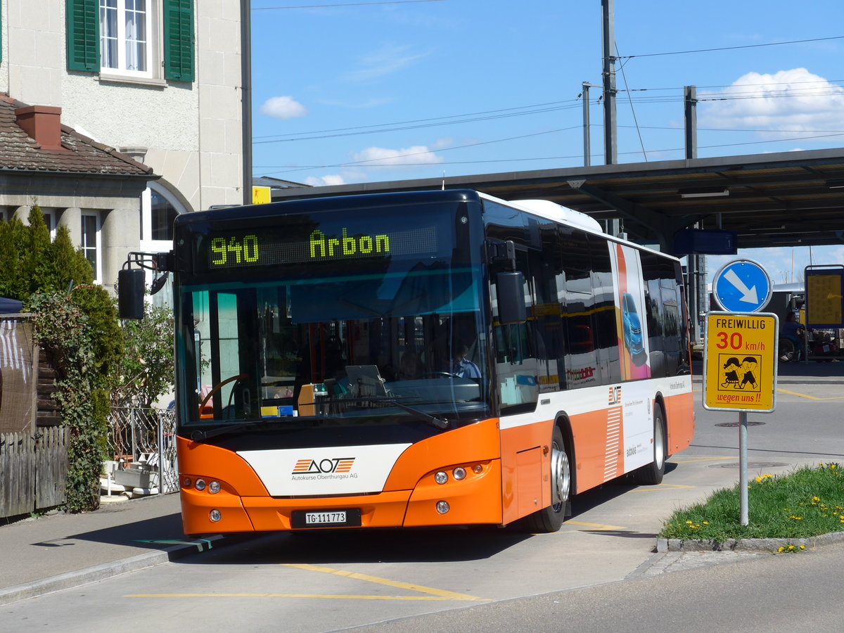 (169'946) - AOT Amriswil - Nr. 13/TG 111'773 - Neoplan am 12. April 2016 beim Bahnhof Romanshorn