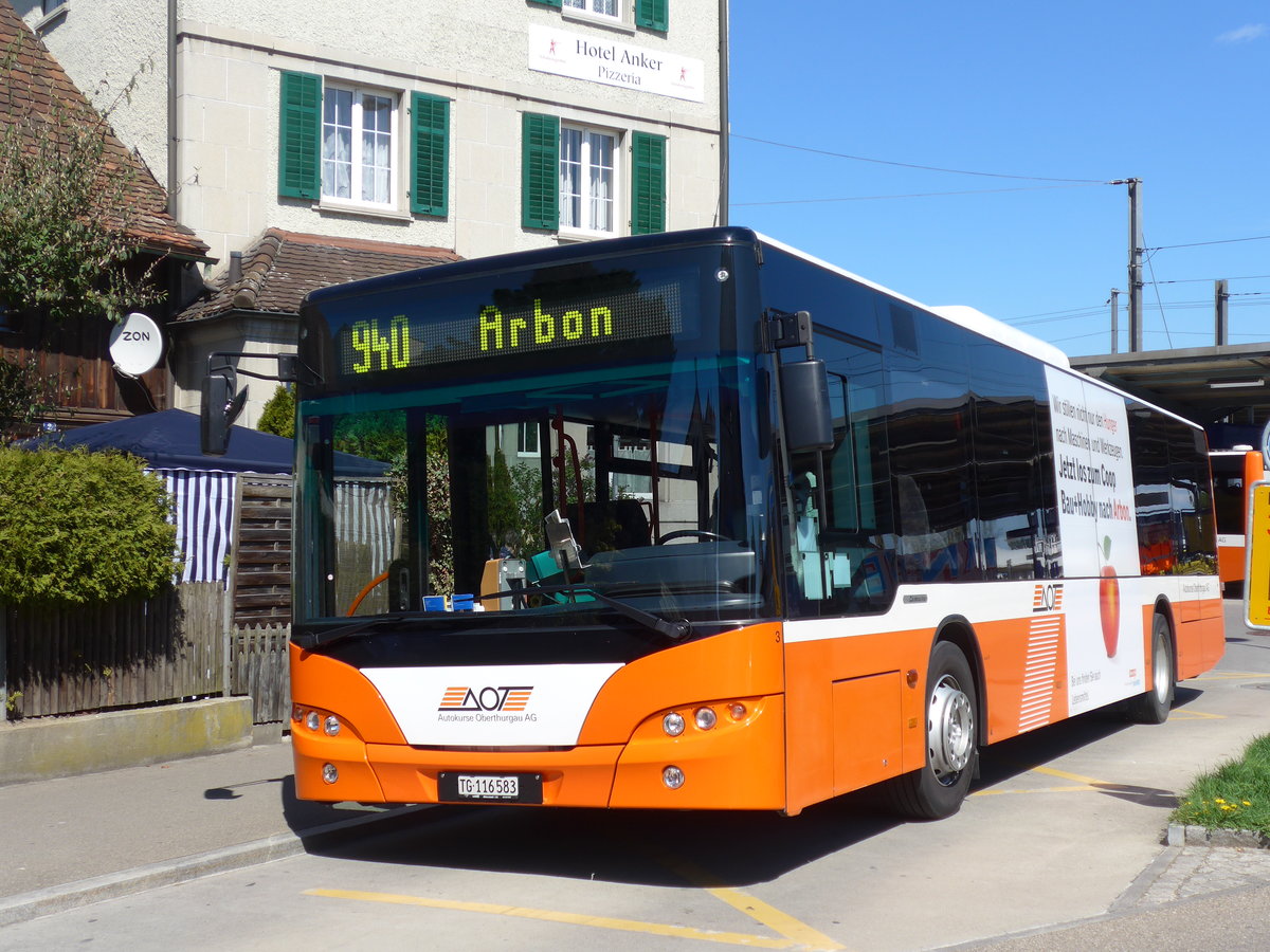 (169'956) - AOT Amriswil - Nr. 3/TG 116'583 - Neoplan am 12. April 2016 beim Bahnhof Romanshorn