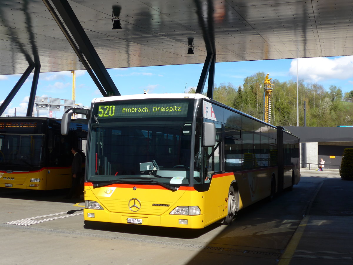 (170'060) - PostAuto Zrich - Nr. 191/ZH 780'780 - Mercedes (ex Nr. 29) am 14. April 2016 in Zrich, Flughafen