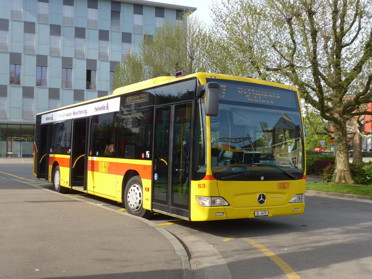 (170'257) - BLT Oberwil - Nr. 63/BL 6678 - Mercedes am 30. April 2016 beim Bahnhof Muttenz