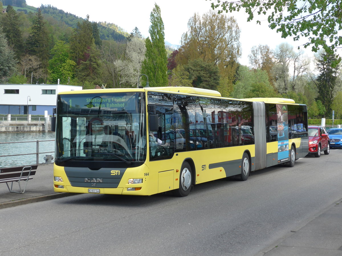 (170'334) - STI Thun - Nr. 144/BE 801'144 - MAN am 4. Mai 2016 bei der Schifflndte Thun