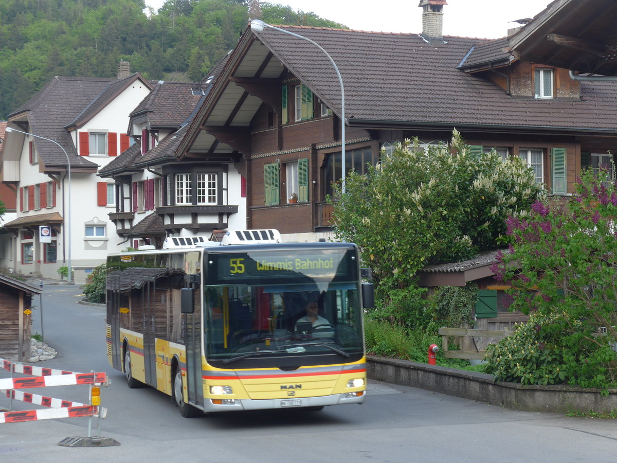 (170'395) - STI Thun - Nr. 113/BE 700'113 - MAN am 7. Mai 2016 beim Bahnhof Wimmis