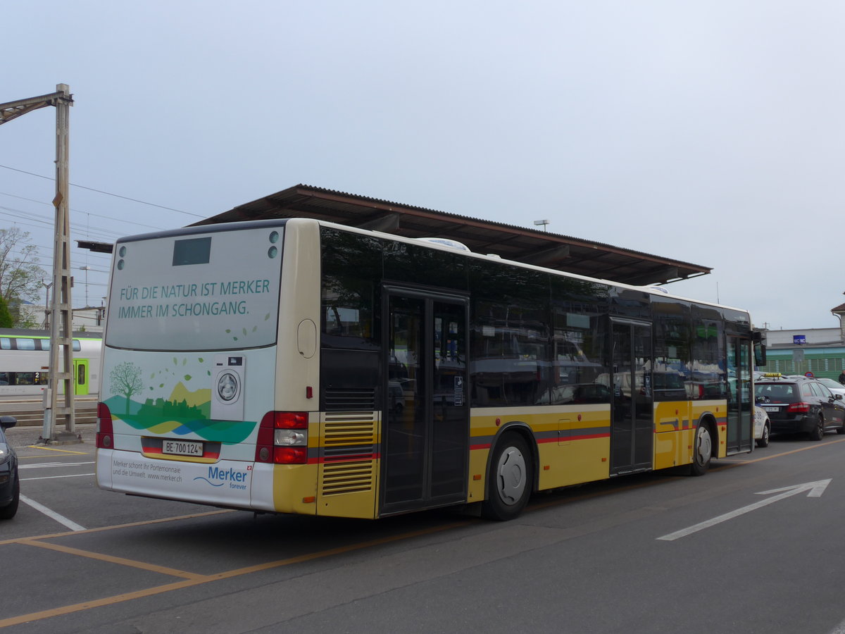 (170'401) - STI Thun - Nr. 124/BE 700'124 - MAN am 9. Mai 2016 in Thun, CarTerminal