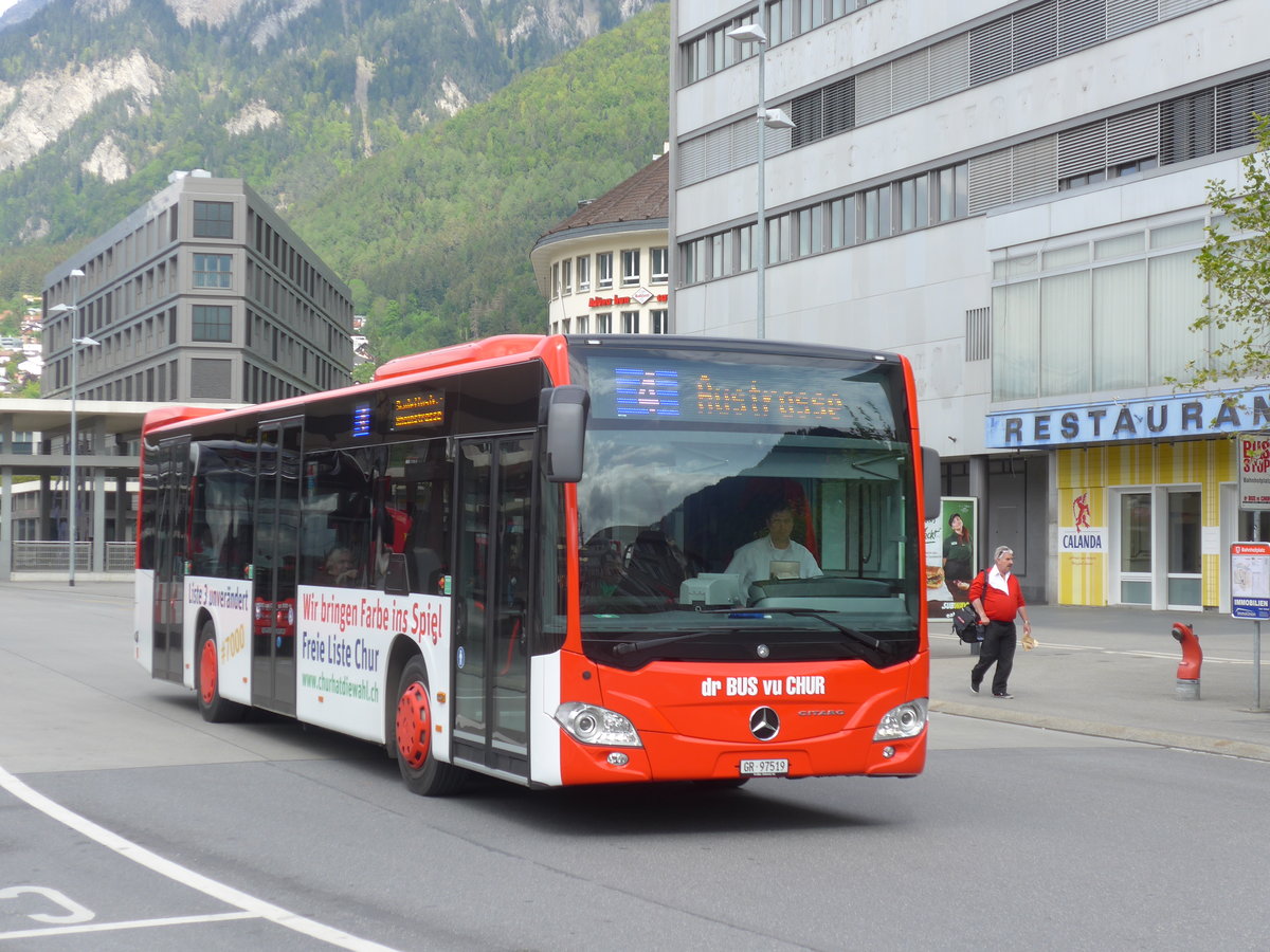 (170'953) - SBC Chur - Nr. 19/GR 97'513 - Mercedes am 16. Mai 2016 beim Bahnhof Chur