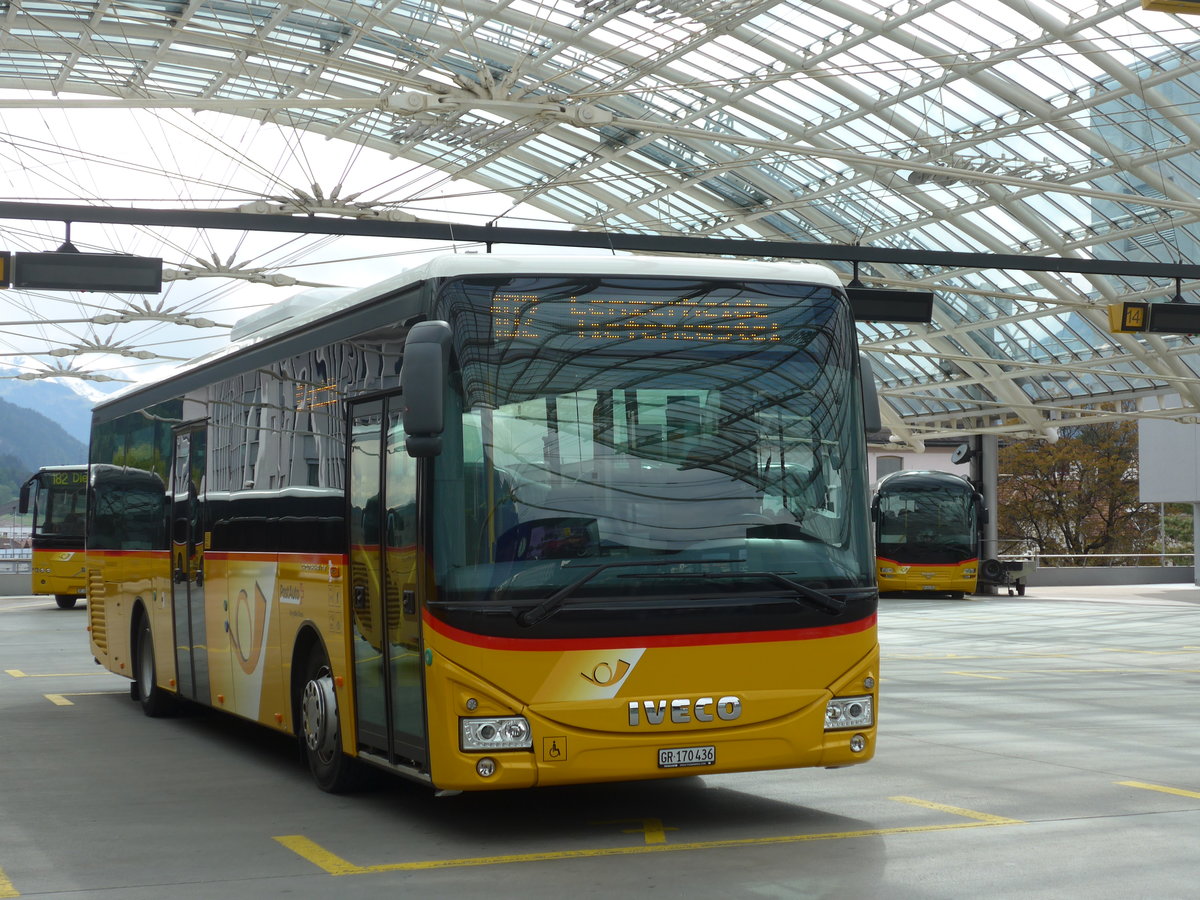 (170'964) - PostAuto Graubnden - GR 170'436 - Iveco am 16. Mai 2016 in Chur, Postautostation