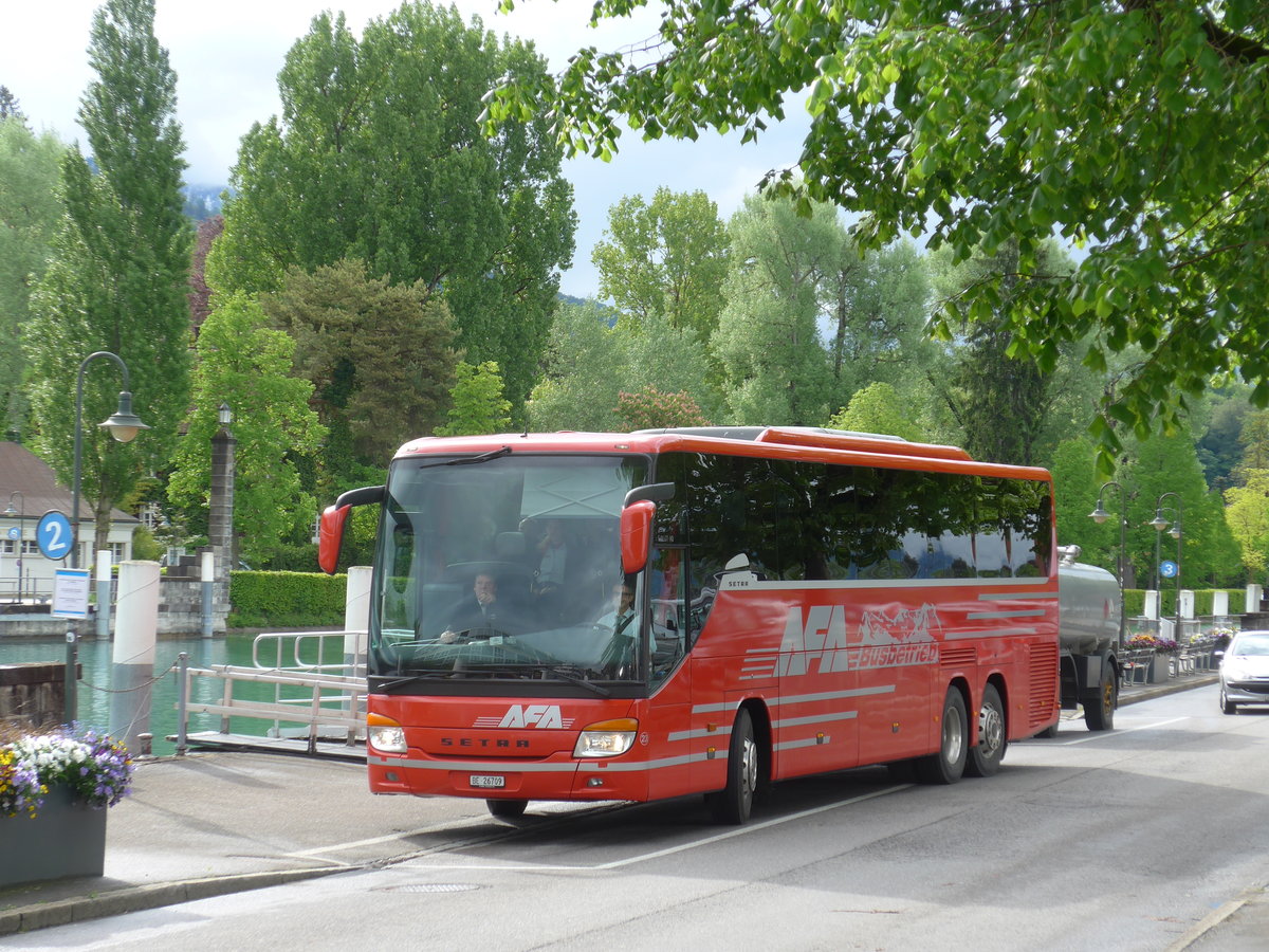 (171'000) - AFA Adelboden - Nr. 23/BE 26'709 - Setra (ex Blaguss, A-Wien Nr. 5402) am 19. Mai 2016 bei der Schifflndte Thun