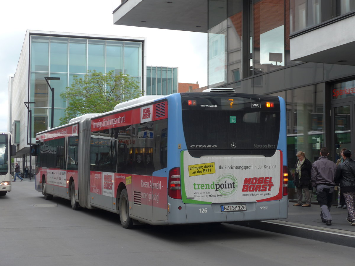 (171'035) - SWU Ulm - Nr. 126/NU-SM 126 - Mercedes am 19. Mai 2016 in Ulm, Rathaus Ulm