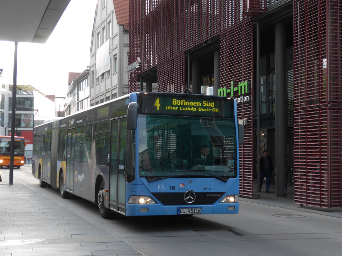 (171'077) - SWU Ulm - Nr. 116/UL-A 5116 - Mercedes am 19. Mai 2016 in Ulm, Rathaus Ulm