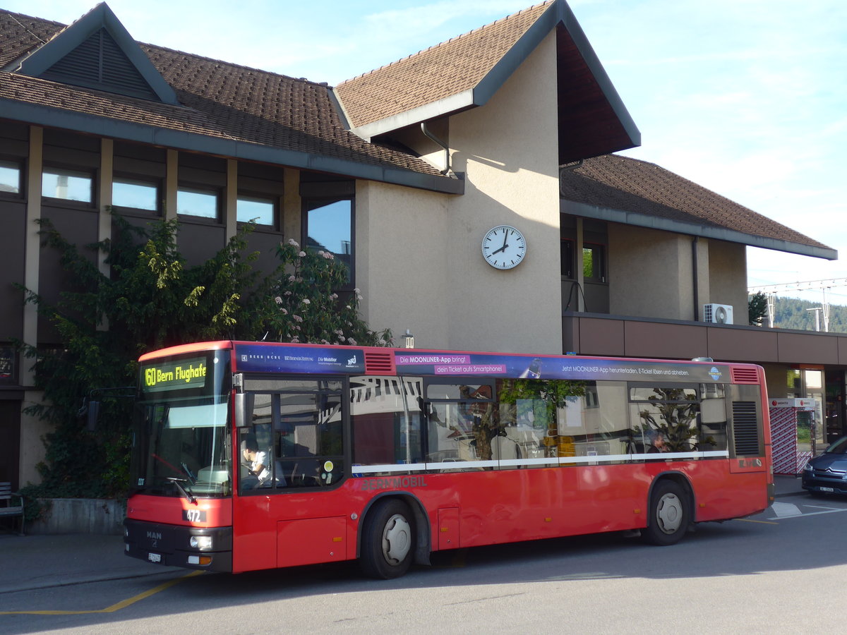 (171'210) - Bernmobil, Bern - Nr. 472/BE 716'472 - MAN/Gppel (ex Peyer, Niederwangen Nr. 72) am 22. Mai 2016 beim Bahnhof Konolfingen