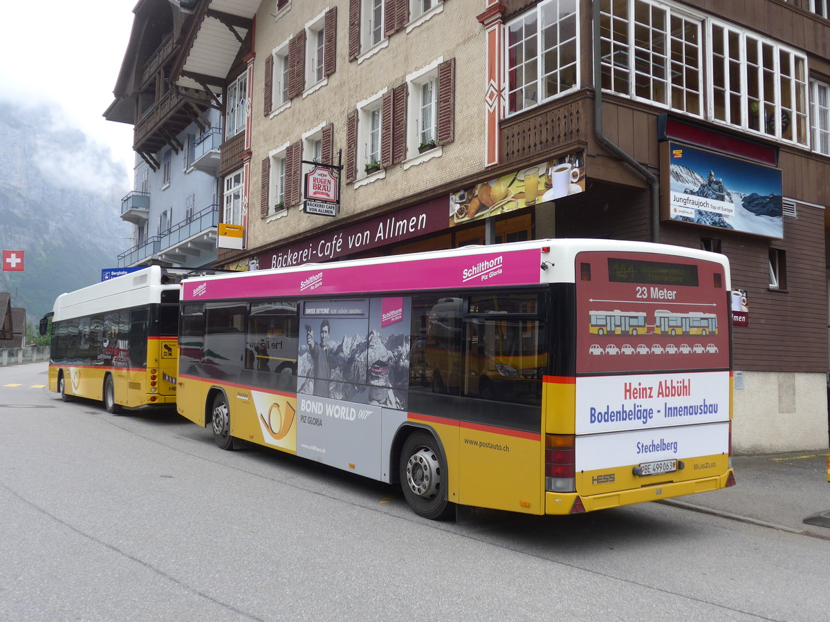 (171'717) - PostAuto Bern - BE 499'063 - Lanz+Marti/Hess Personenanhnger (ex VBL Luzern Nr. 310) am 12. Juni 2016 beim Bahnhof Lauterbrunnen