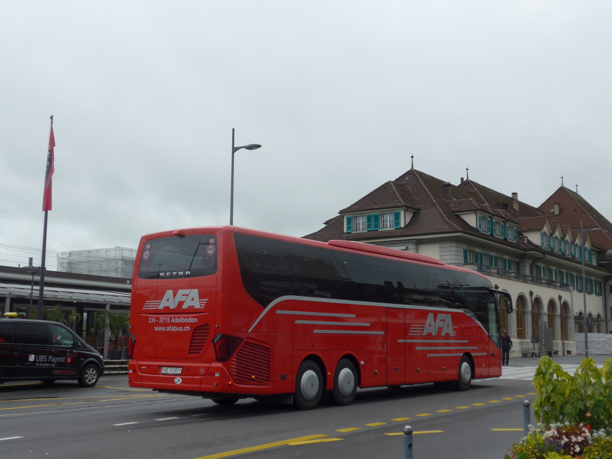 (171'896) - AFA Adelboden - Nr. 16/BE 21'181 - Setra am 19. Juni 2016 beim Bahnhof Thun