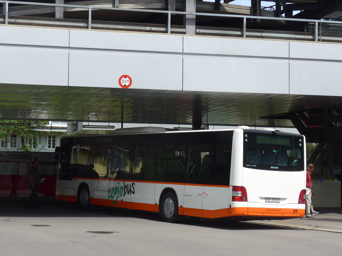 (172'578) - VBH Herisau - Nr. 11/AR 20'556 - MAN am 27. Juni 2016 beim Bahnhof Herisau