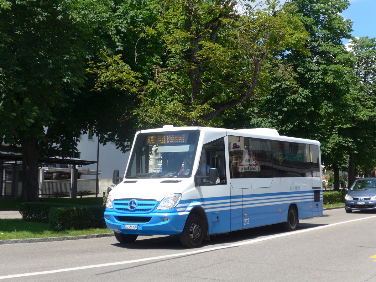 (172'646) - WilMobil, Wil - Nr. 212/SG 381'890 - Mercedes/Kutsenits am 27. Juni 2016 beim Bahnhof Wil