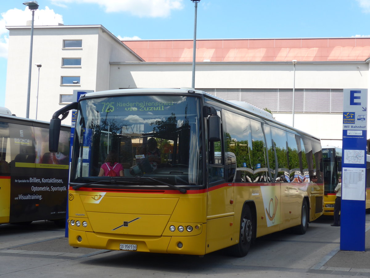 (172'658) - Schmidt, Oberbren - SG 356'516 - Volvo (ex PostAuto Ostschweiz) am 27. Juni 2016 beim Bahnhof Wil