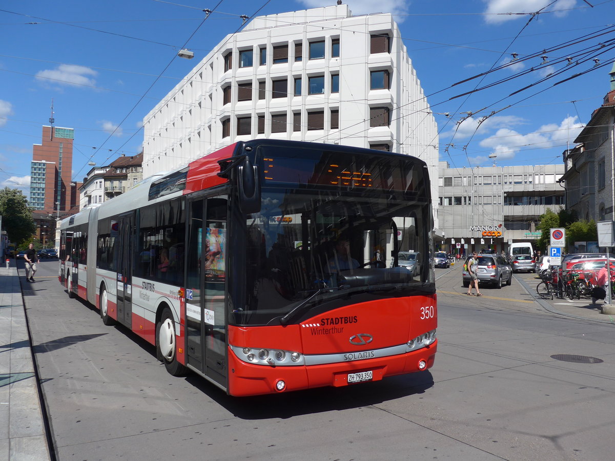 (172'682) - SW Winterthur - Nr. 350/ZH 793'350 - Solaris am 27. Juni 2016 beim Hauptbahnhof Winterthur