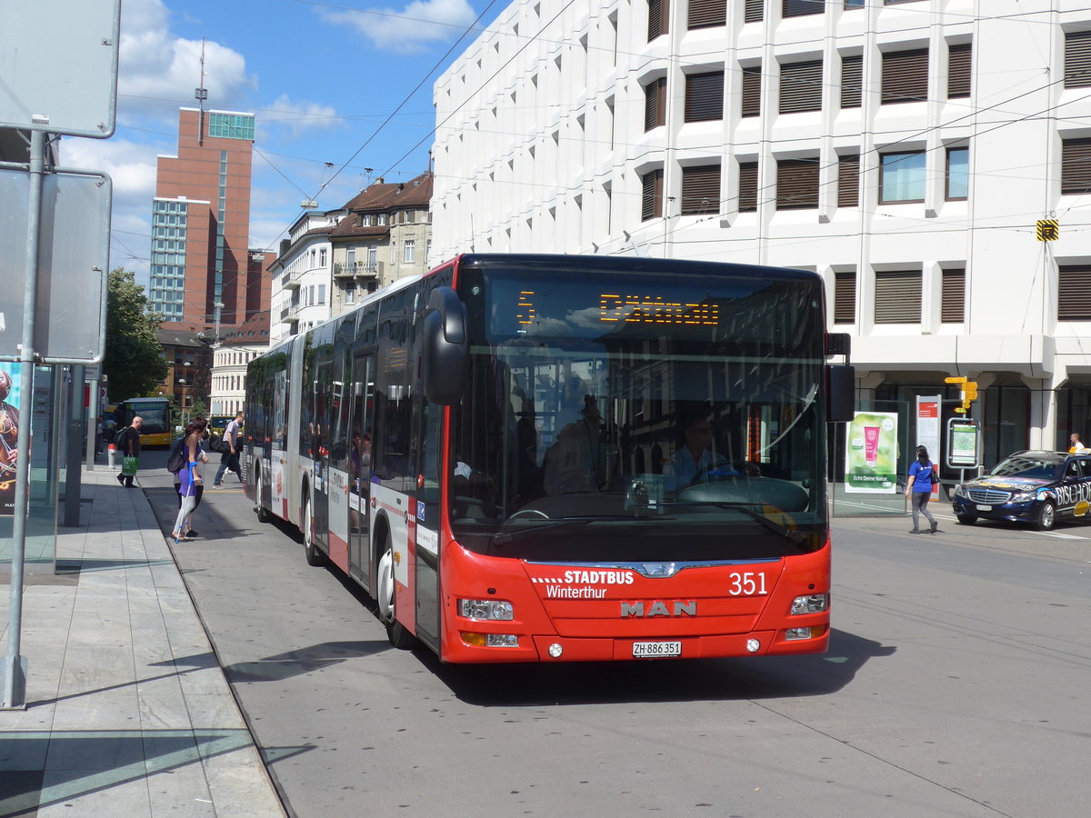 (172'690) - SW Winterthur - Nr. 351/ZH 886'351 - MAN am 27. Juni 2016 beim Hauptbahnhof Winterthur