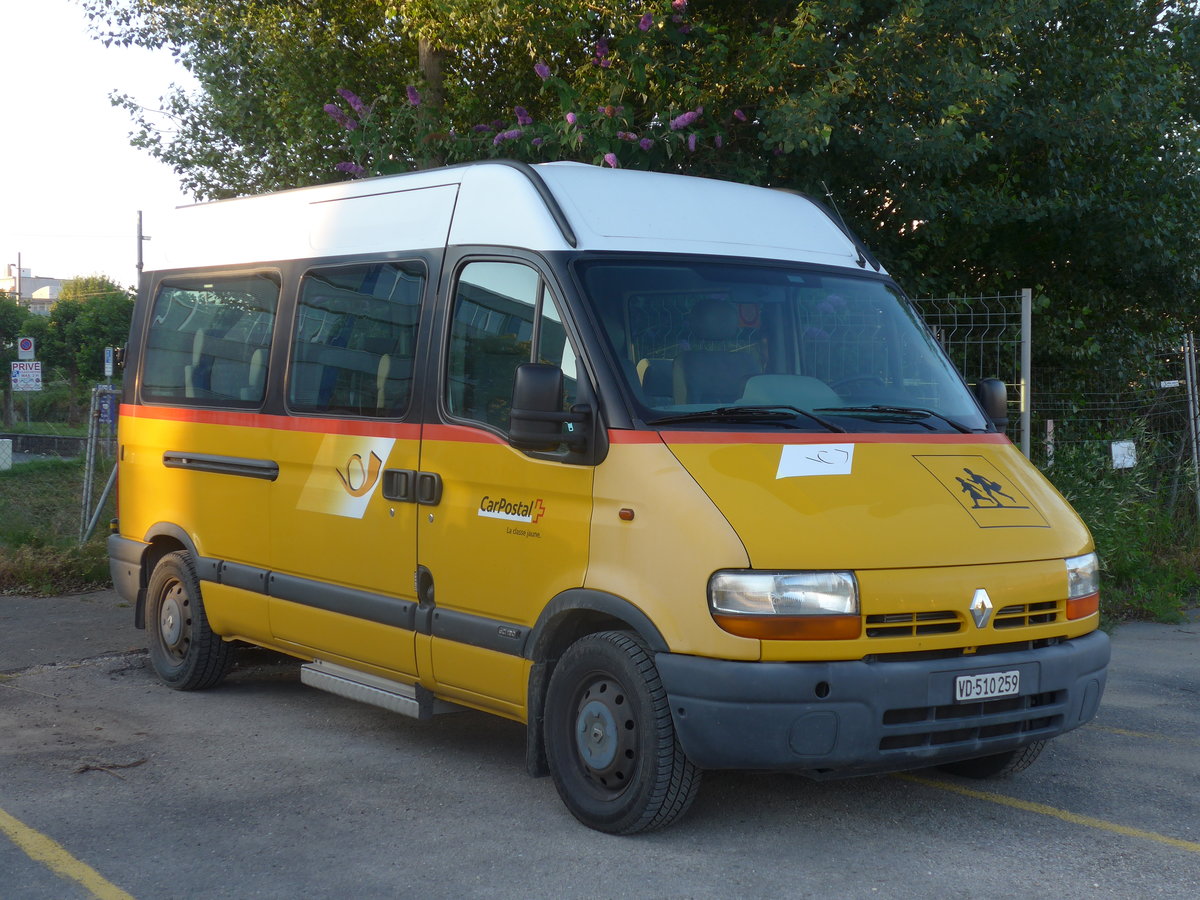 (173'065) - CarPostal Ouest - VD 510'259 - Renault am 16. Juli 2016 in Yverdon, Garage