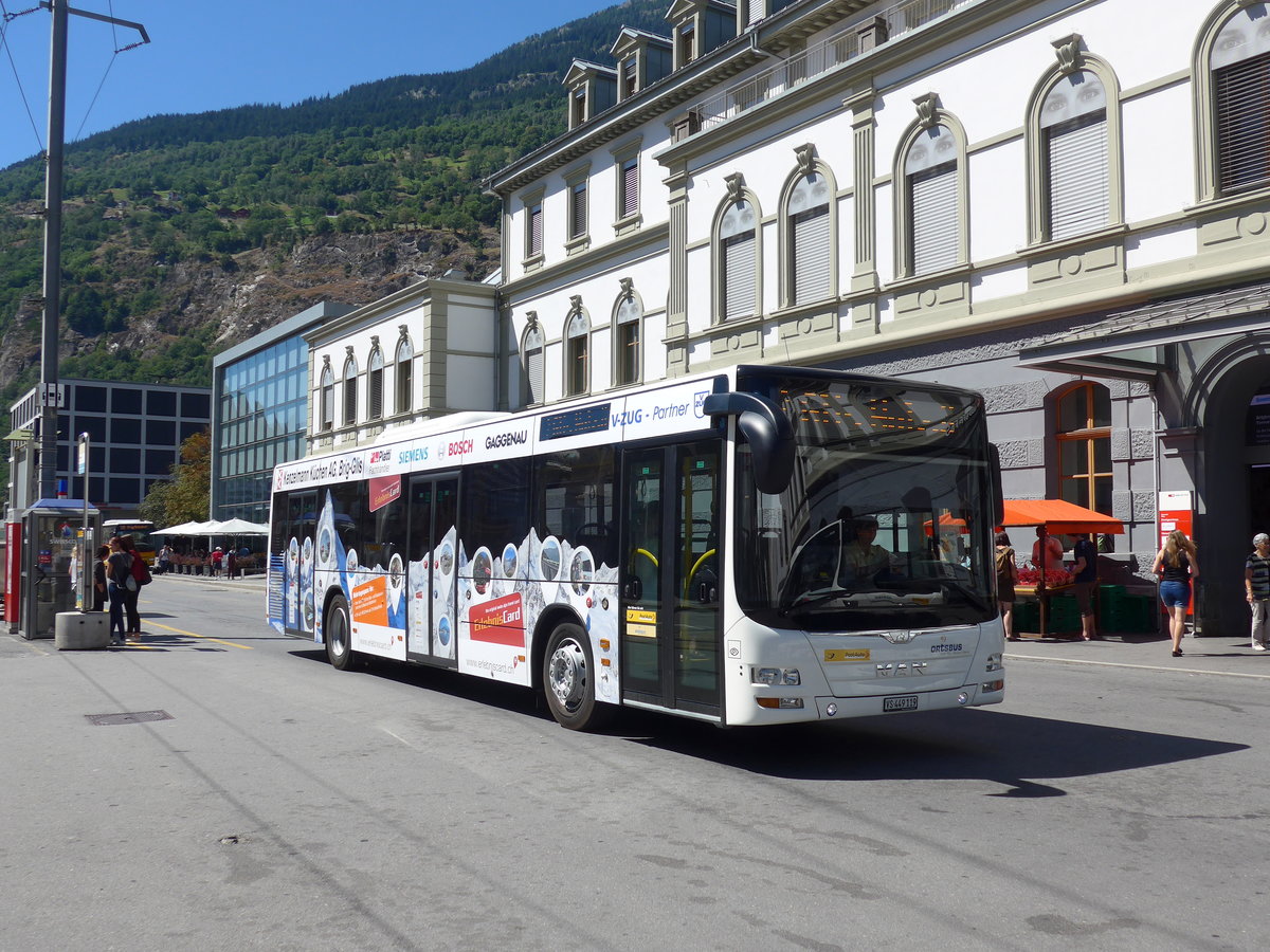 (173'672) - PostAuto Wallis - VS 449'119 - MAN am 7. August 2016 beim Bahnhof Brig