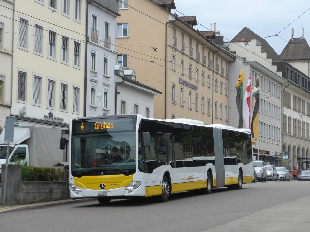 (173'929) - VBSH Schaffhausen - Nr. 12/SH 38'012 - Mercedes am 20. August 2016 beim Bahnhof Schaffhausen