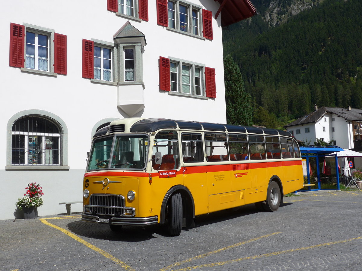 (174'241) - Tanner&Lambach, Reigoldswil - Nr. 2/BL 24'059 - FBW/R&J (ex Hunziker, Rschlikon; ex P 24'059) am 21. August 2016 in Andeer, Posta