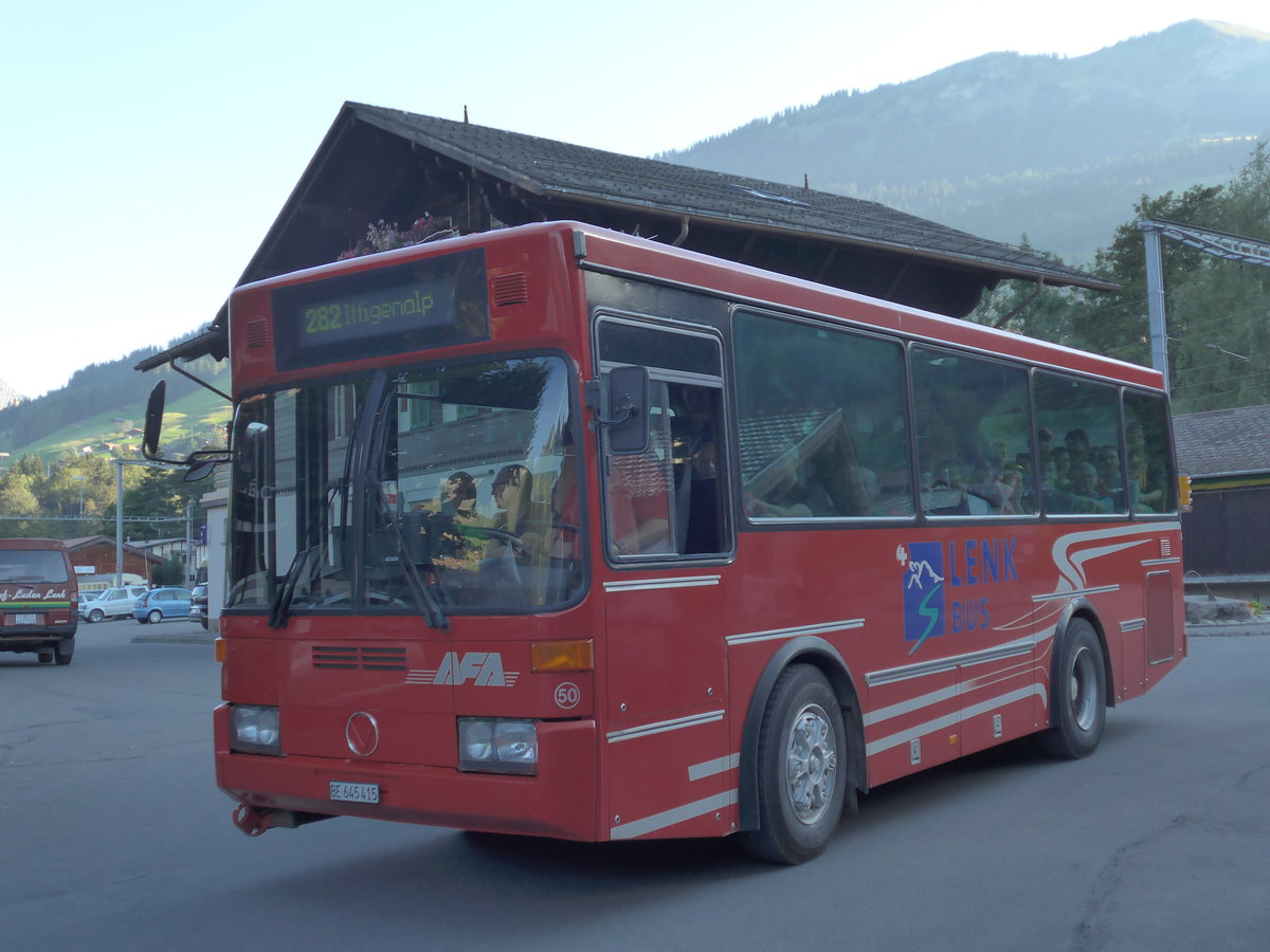 (174'301) - AFA Adelboden - Nr. 50/BE 645'415 - Vetter (ex AVG Grindelwald Nr. 21) am 27. August 2016 beim Bahnhof Lenk