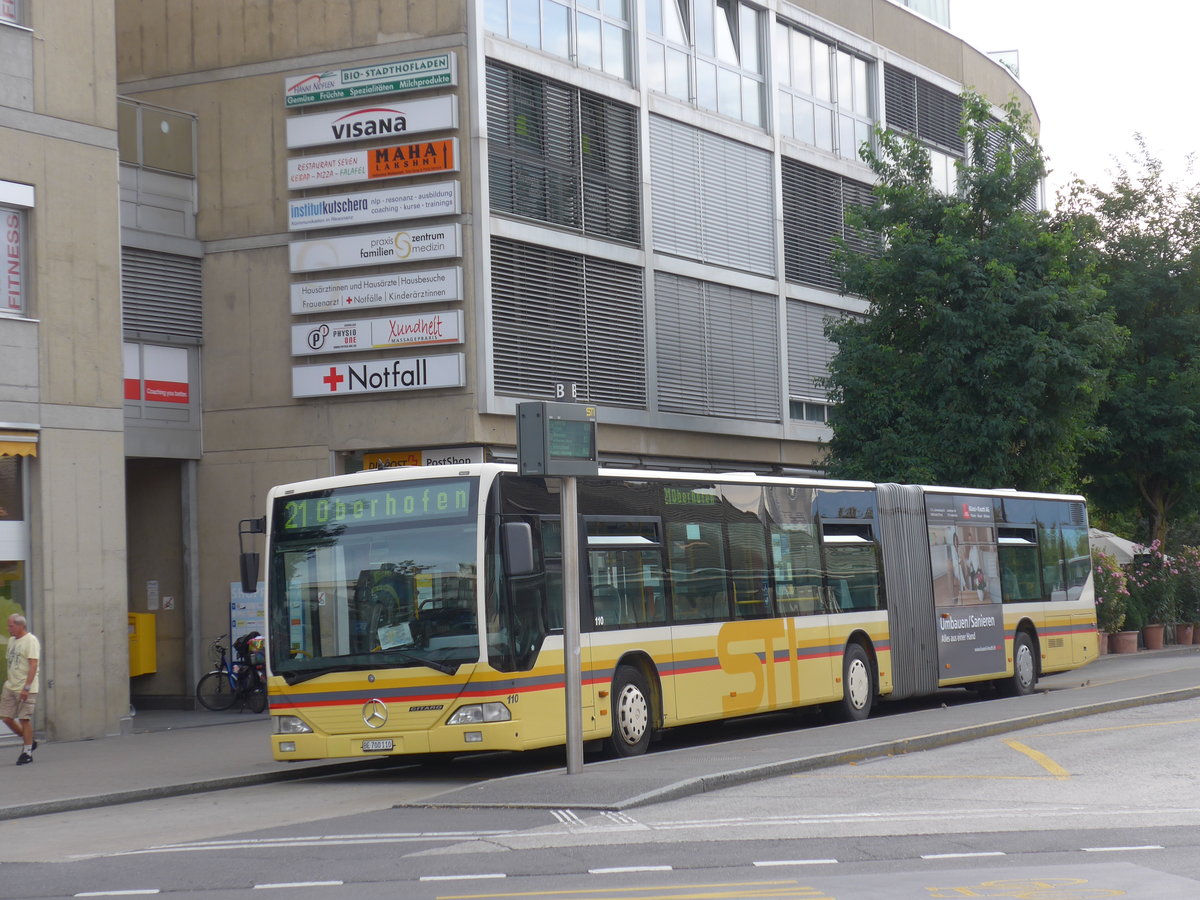 (174'464) - STI Thun - Nr. 110/BE 700'110 - Mercedes am 4. September 2016 beim Bahnhof Thun