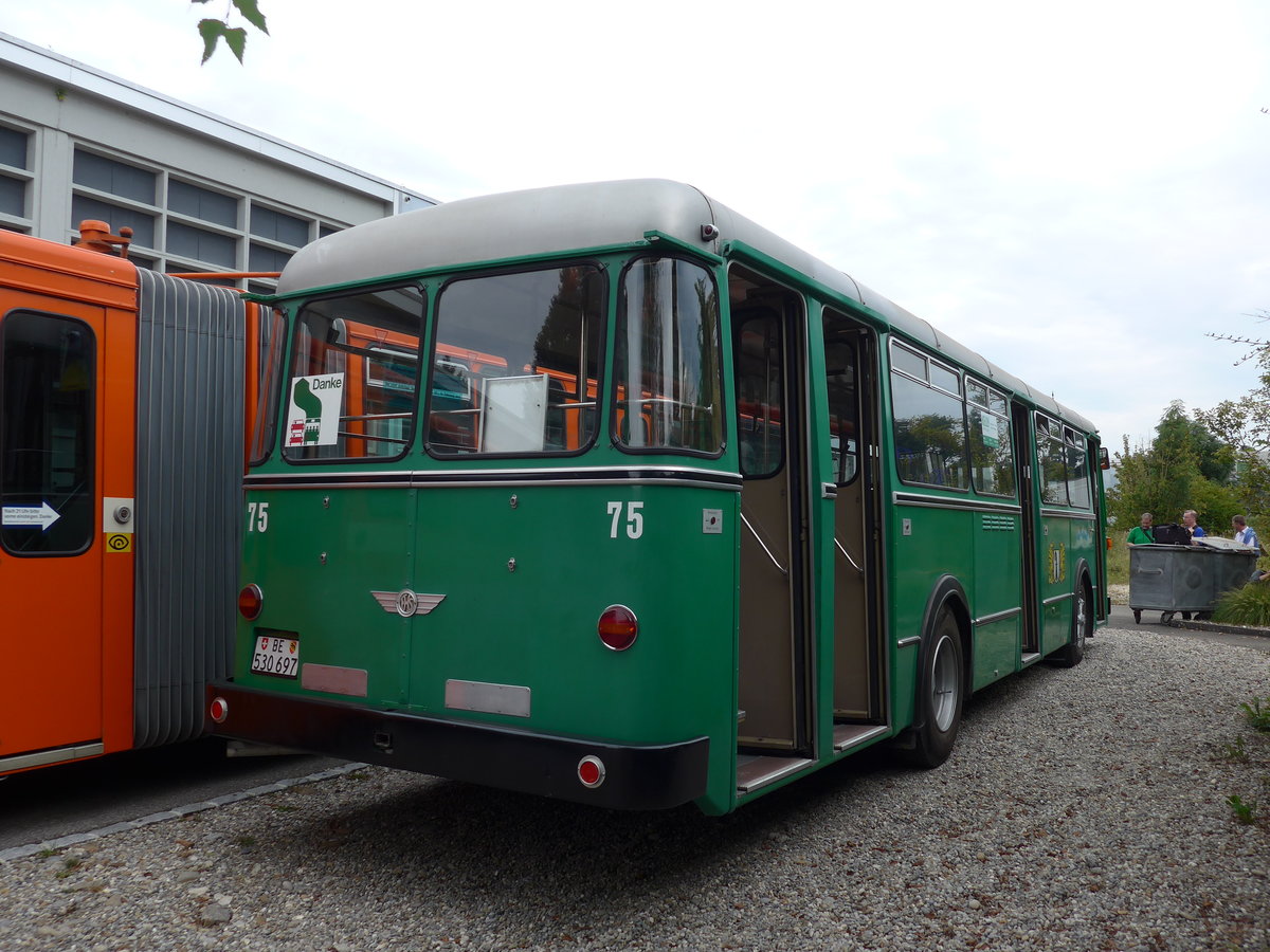 (174'486) - BVB Basel (RWB) - Nr. 75/BE 530'697 - FBW/FHS am 4. September 2016 in Aarberg, Halle TVB