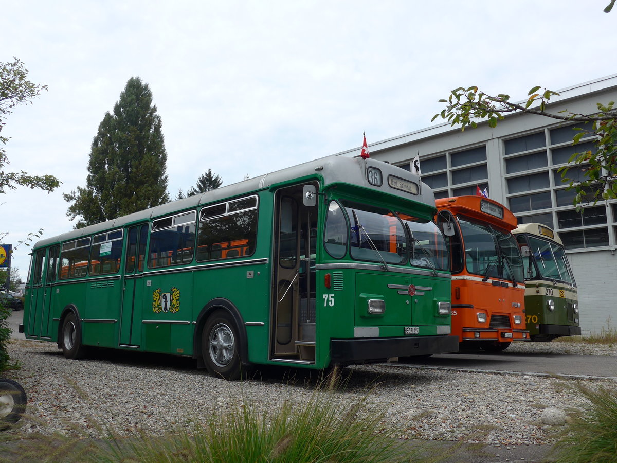 (174'499) - BVB Basel (RWB) - Nr. 75/BE 530'697 - FBW/FHS am 4. September 2016 in Aarberg, Halle TVB