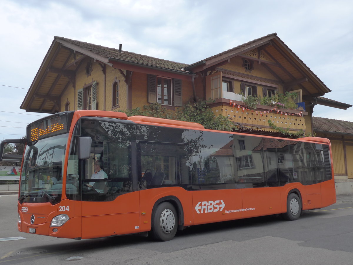 (174'553) - RBS Worblaufen - Nr. 204/BE 800'204 - Mercedes am 4. September 2016 beim Bahnhof Mnchenbuchsee