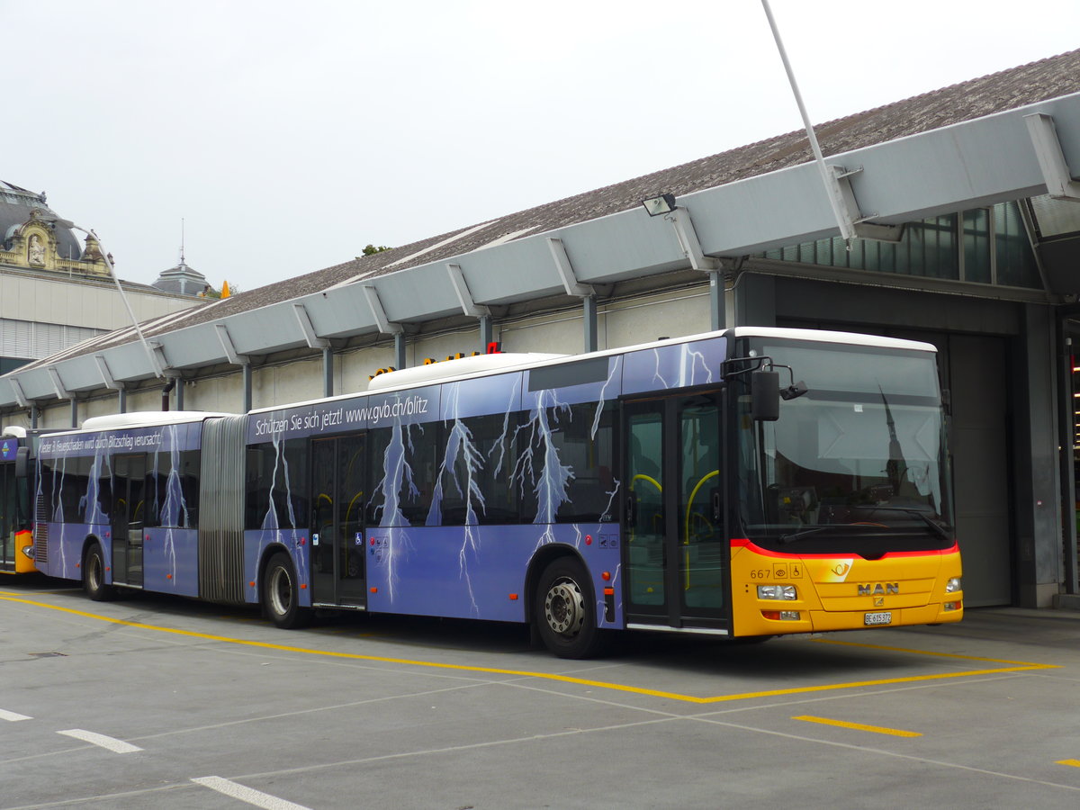 (174'556) - PostAuto Bern - Nr. 667/BE 615'372 - MAN am 4. September 2016 in Bern, Postautostation