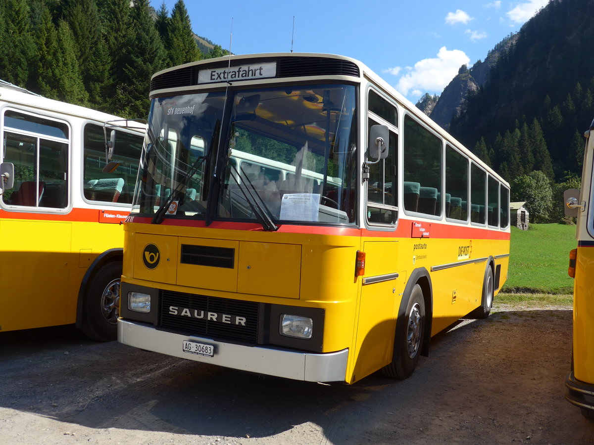 (174'676) - Voser, Neuenhof - AG 30'683 - Saurer/Tscher (ex Fischer, Roggwil; ex Mattli, Wassen) am 10. September 2016 in Campo, Saurertreffen