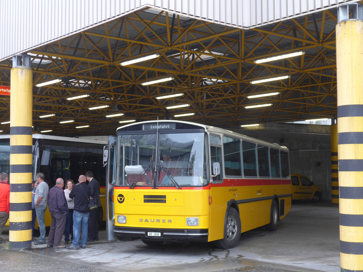 (174'942) - Mark, Andeer - GR 1866 - Saurer/R&J (ex PostAuto Graubnden; ex P 24'350) am 18. September 2016 in Thusis, Postautostation