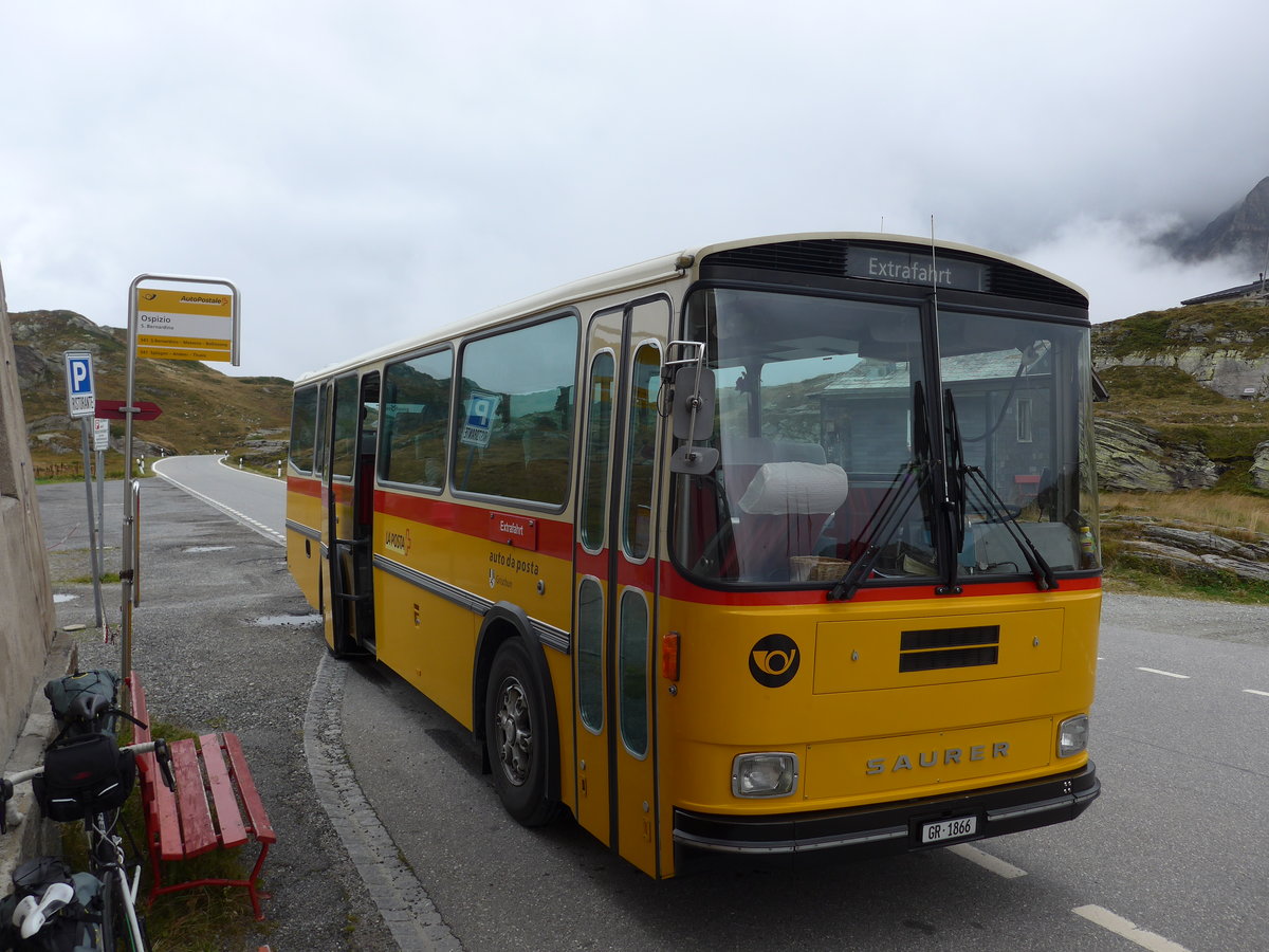 (174'957) - Mark, Andeer - GR 1866 - Saurer/R&J (ex PostAuto Graubnden; ex P 24'350) am 18. September 2016 in San Bernardino, Ospizio