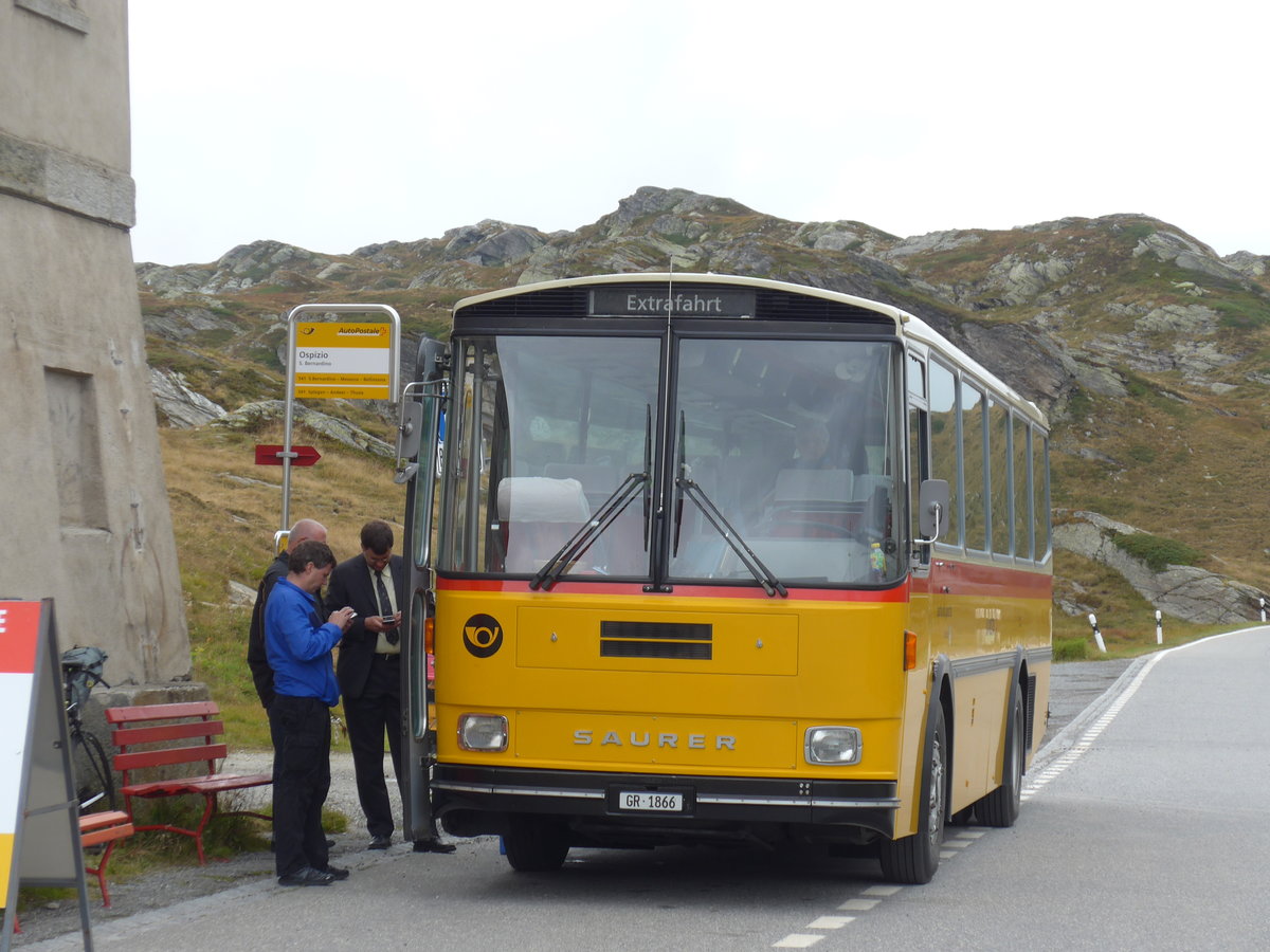 (174'965) - Mark, Andeer - GR 1866 - Saurer/R&J (ex PostAuto Graubnden; ex P 24'350) am 18. September 2016 in San Bernardino, Ospizio